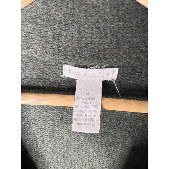 Tweeds Lambswool Angora Blend Belted Front Cardigan Collared Green Women's Small - Picture 6 of 6